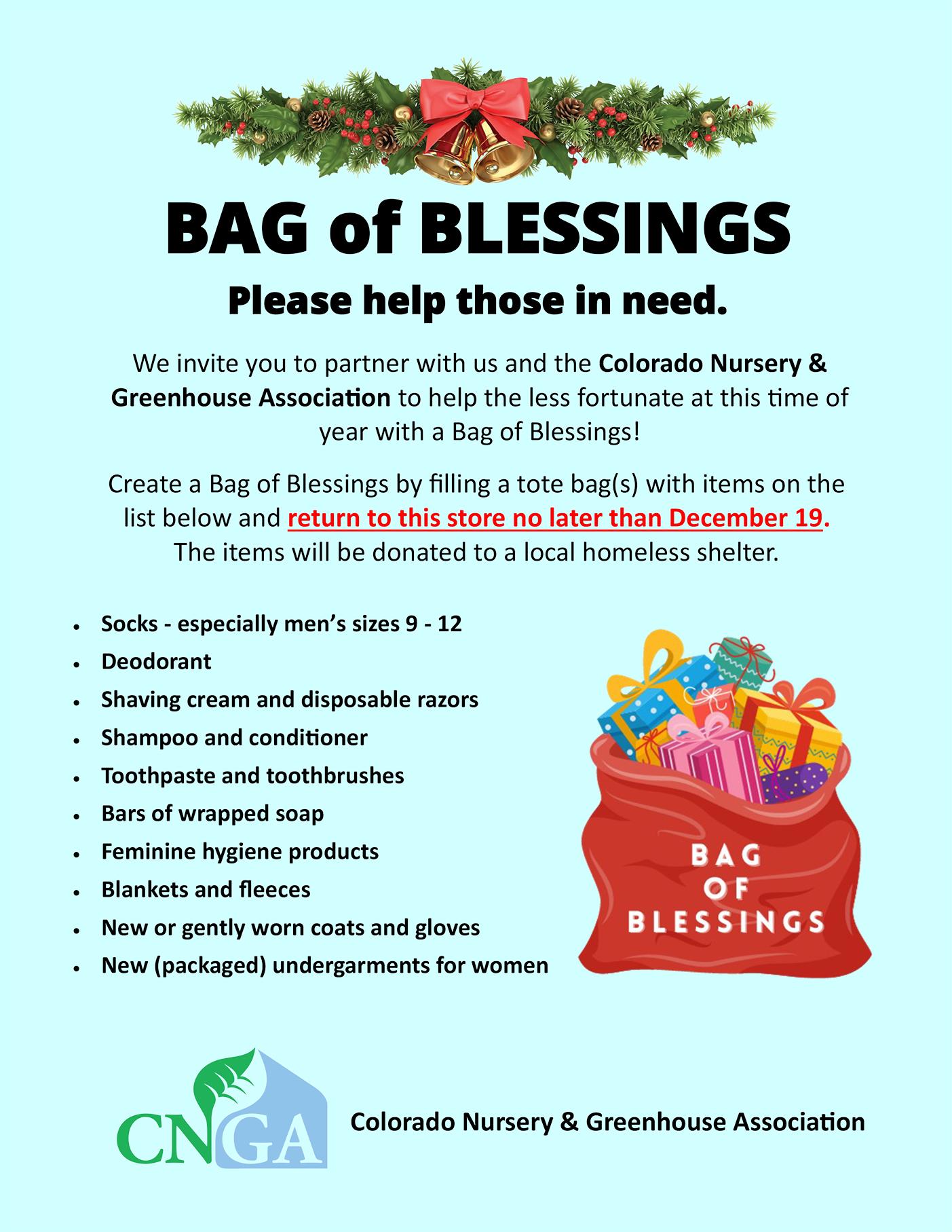 Bag of Blessings Donation Drive for the Homeless by CNGA - Tagawa